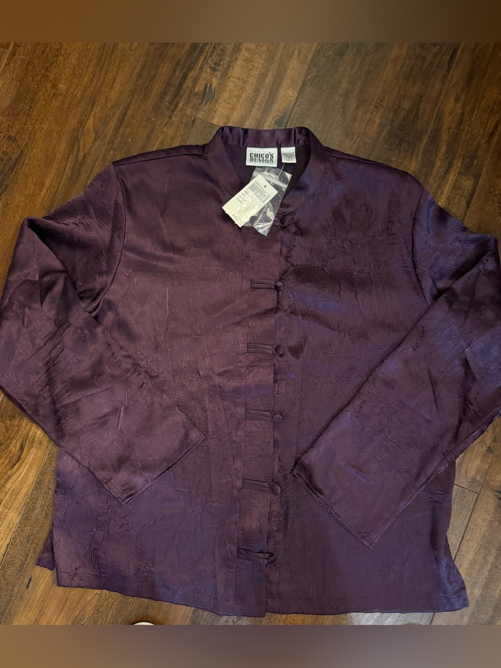 Chico's Design Asian Style Slip Blouse Womens L Purple Crinkle
Retro 90s Y2K
